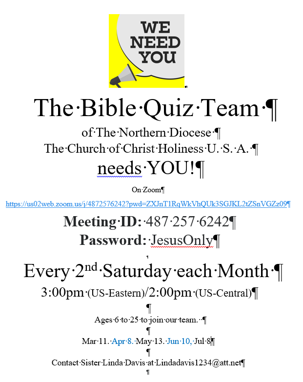 (US-Eastern) Bible Quiz Study